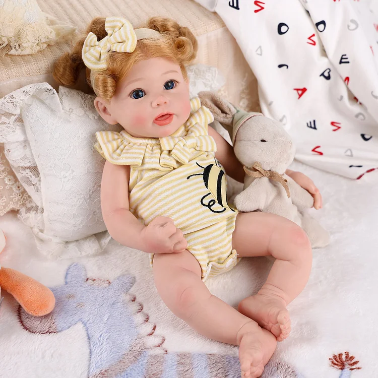 16 Full Body Silicone Reborn Dolls Girl Stella with Short Blonde Curls  Looks Real Awake Toddler Babies by Babeside™