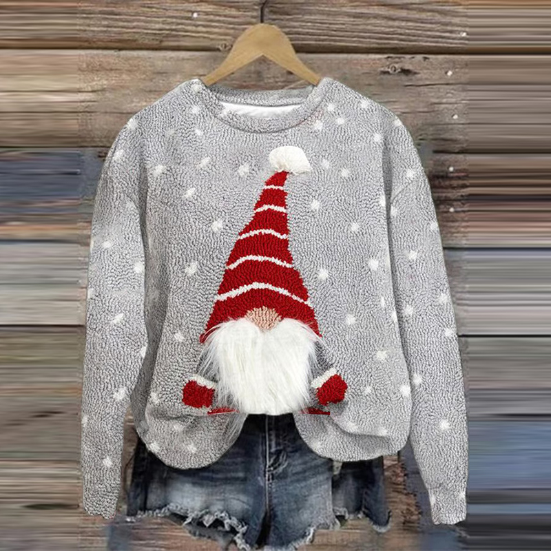Womens Christmas Cute Gnome Print Casual Sweatshirt main image 1