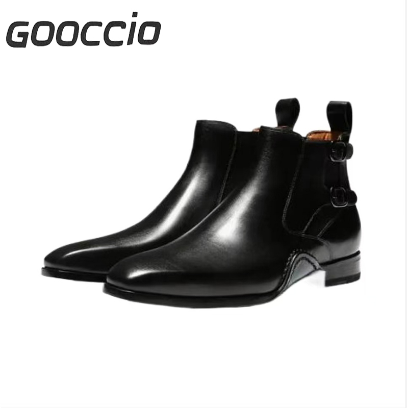TF192 Calf Skin Dress Boots/Chelsea Boots For Men  GOOCCIO  