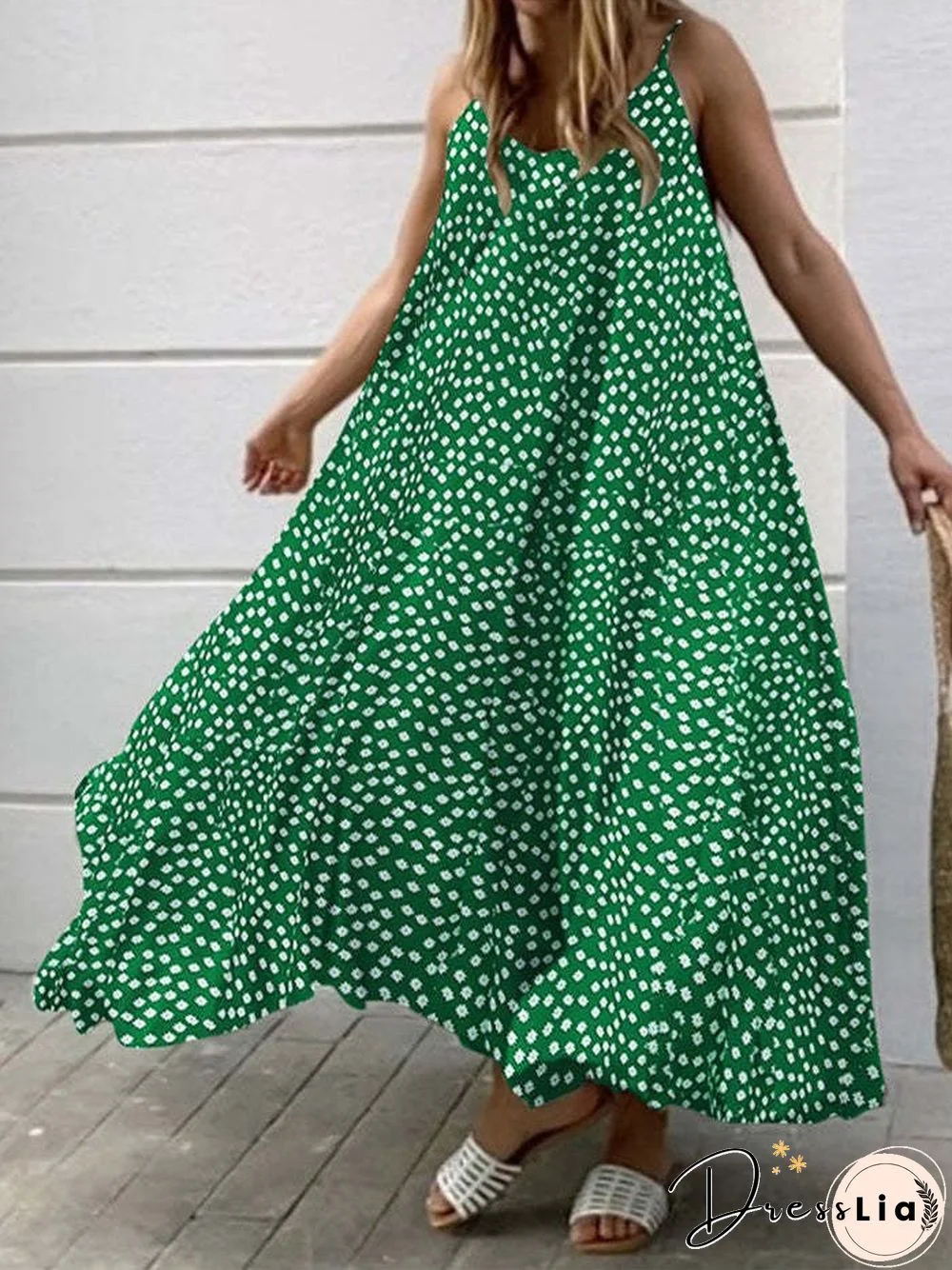 Women'S Dresses Vintage Print Sling Sleeveless Dress