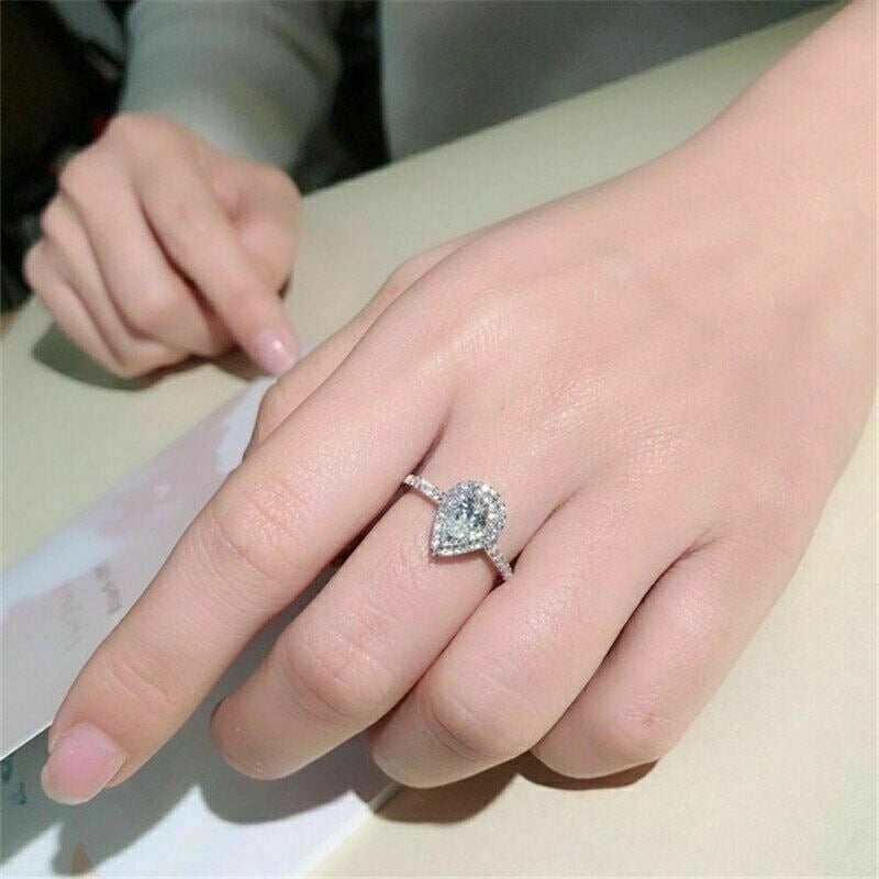 Ig Style Shiny Water Droplets Copper Inlay Zircon Rings