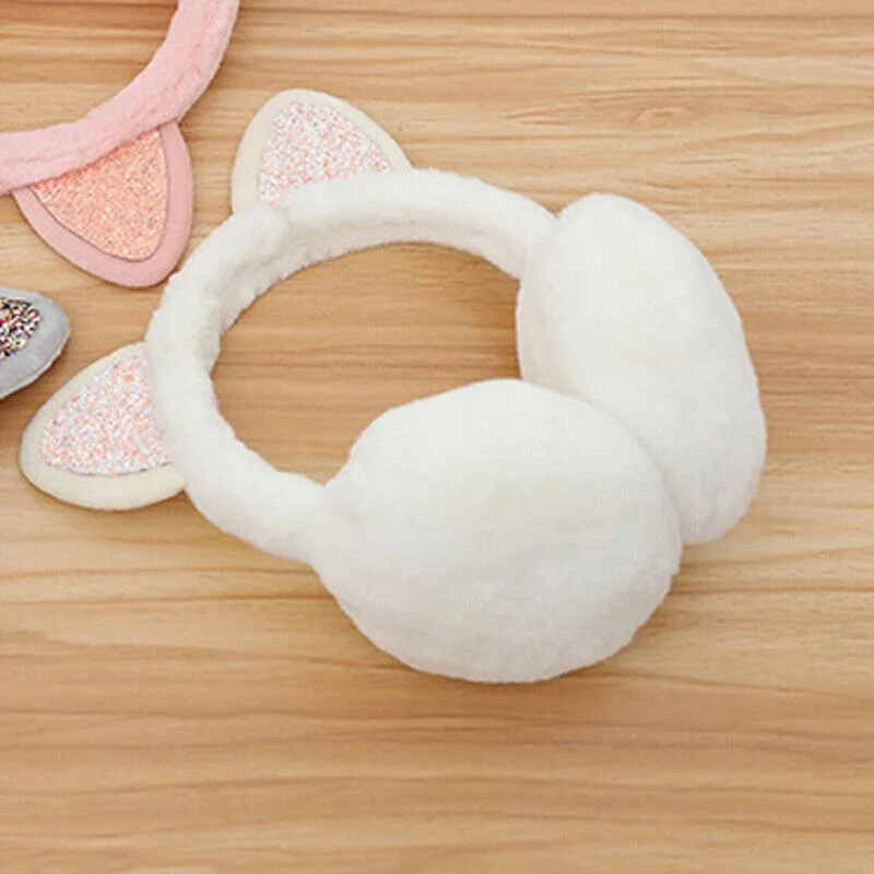 Girl Winter Cat Ear Earmuffs Fur Warm Women Ear Protect Cute Faux Soft Fluffy Ladies Earcap