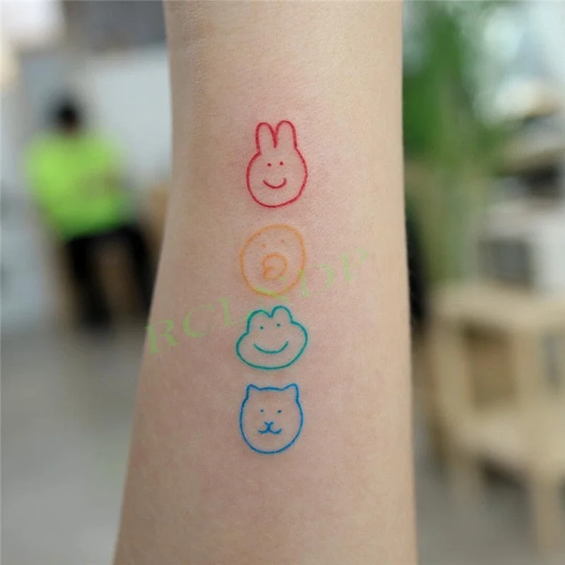 Waterproof Temporary Tattoo Sticker Cute yellow rabbit cartoonTatto Flash Tatoo Fake Tattoos for Kids Men Women
