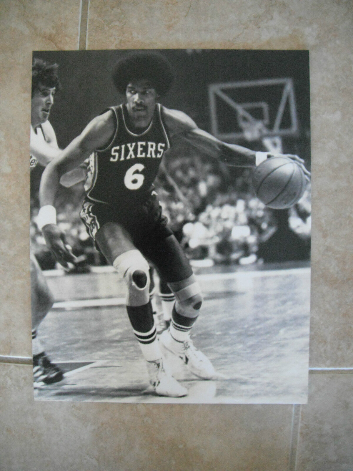 Julius Erving Dr J Basketball B&W 11x14 Promo Photo Poster painting #3