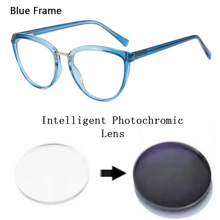 New Women Cat Eyes Photochromic Reading Sunglasses Female Ladies Retro Insert Core Legs Hyperopia Dark Spectacles 0~+4.0