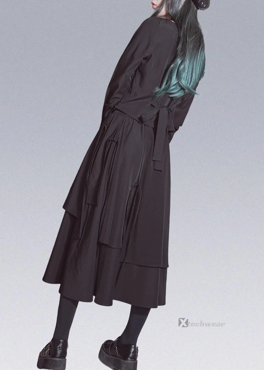 Chinese Style Techwear Irregular A-line Skirt