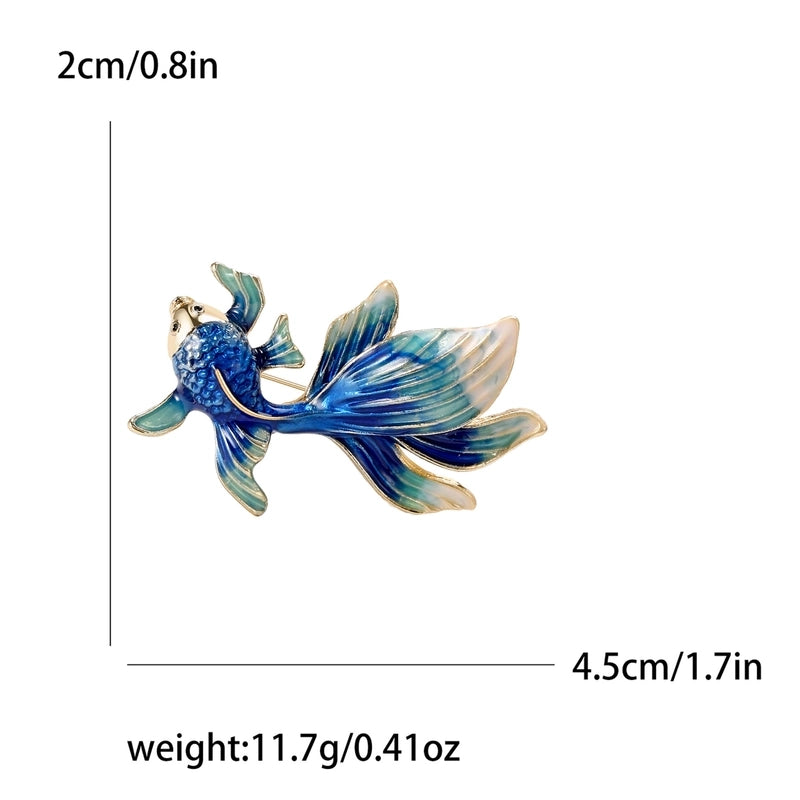 Chinoiserie Pin Goldfish Alloy Enamel Women’s Brooches