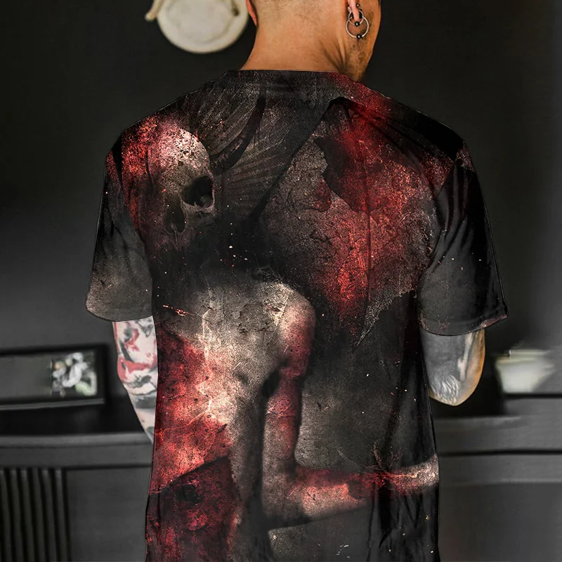 Evil Bloody Angel Printed Men's T-Shirt -  