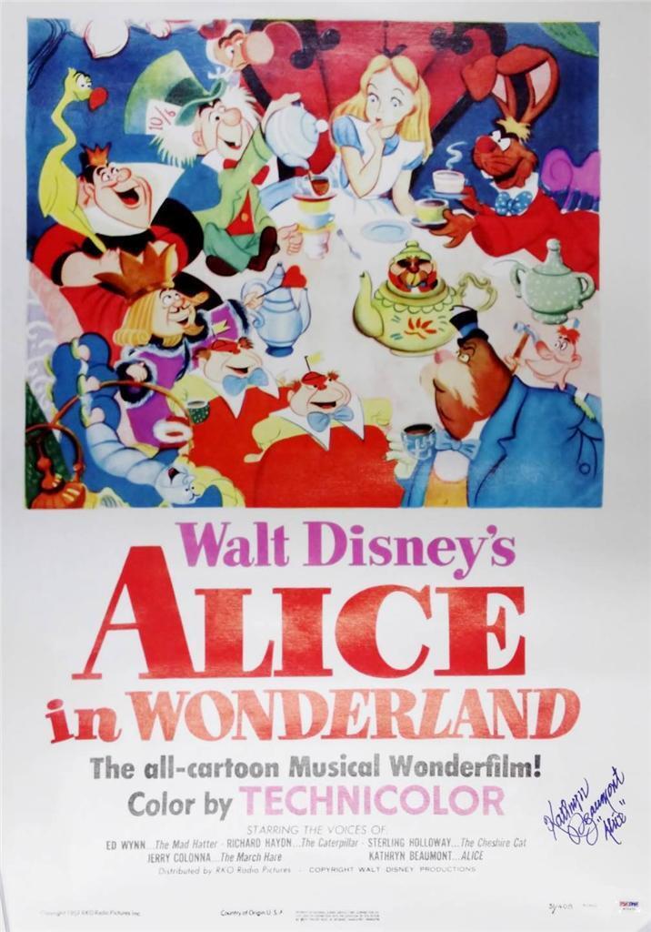 KATHRYN BEAUMONT SIGNED DISNEY'S ALICE IN WONDERLAND 20x30 CANVAS Photo Poster painting PSA/DNA