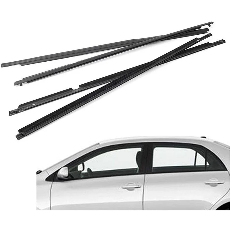 Silscvtt 4Pcs Black Weatherstrip Window Molding Trim Seal Belt Replacement for 2009-2012 Corolla