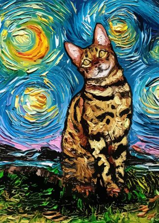 Cat And Starry Skyg 35*50CM(Canvas) Full Round Drill Diamond Painting gbfke
