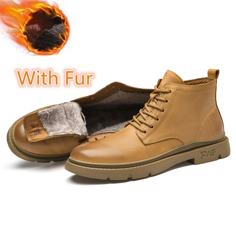 Gamechancemagic Popular Shoes High Quality Genuine Leather Men Boots Spring Winter Casual Ankle Boots Luxury Dress Shoes Snow Boots Lace-Up Brand Ankle Boots