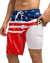 difficort Mens Swim Trunks Quick Dry Bathing Suit 9 inch Inseam Board Shorts with Compression Liner and Zipper Pocket