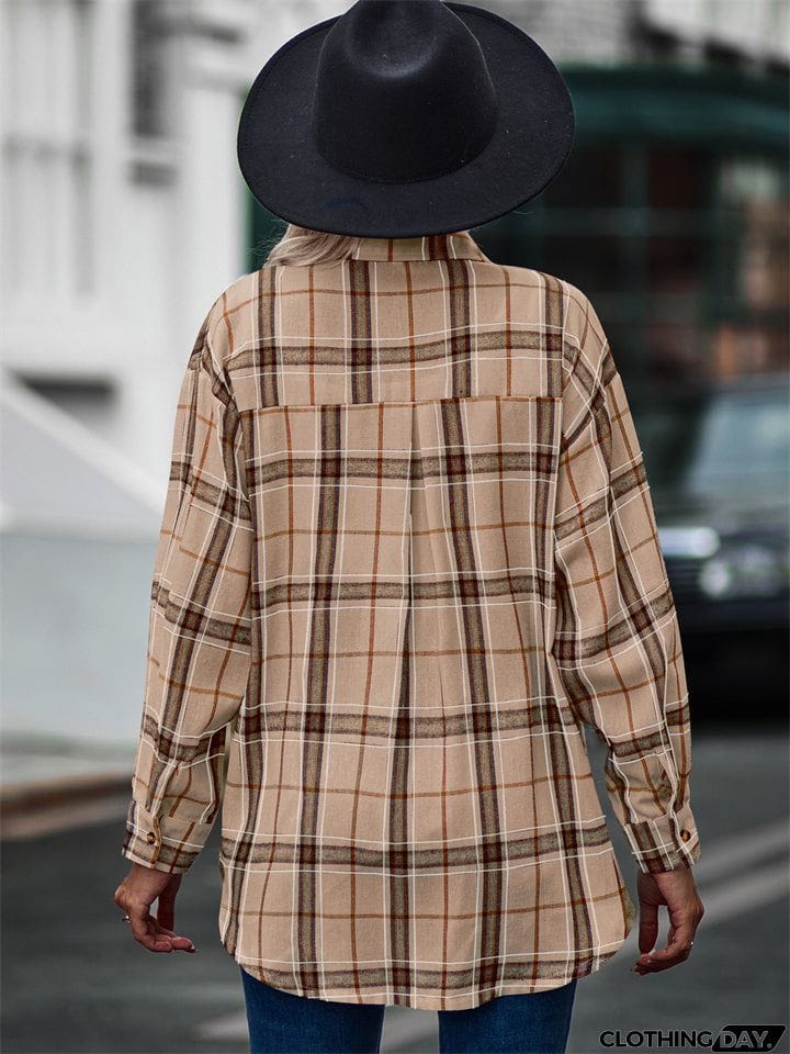 New Autumn Plus Size Extra Loose Plaid Soft Women Blouse