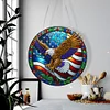 5D Diamond Painting Double Sided Effect  Stained Glass Panel Decorative Home Garden Decoration Hanging Kit(Eagle)