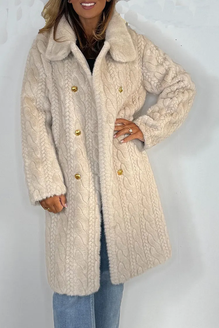 Women's Lapel Double-breasted Plush Casual Coat