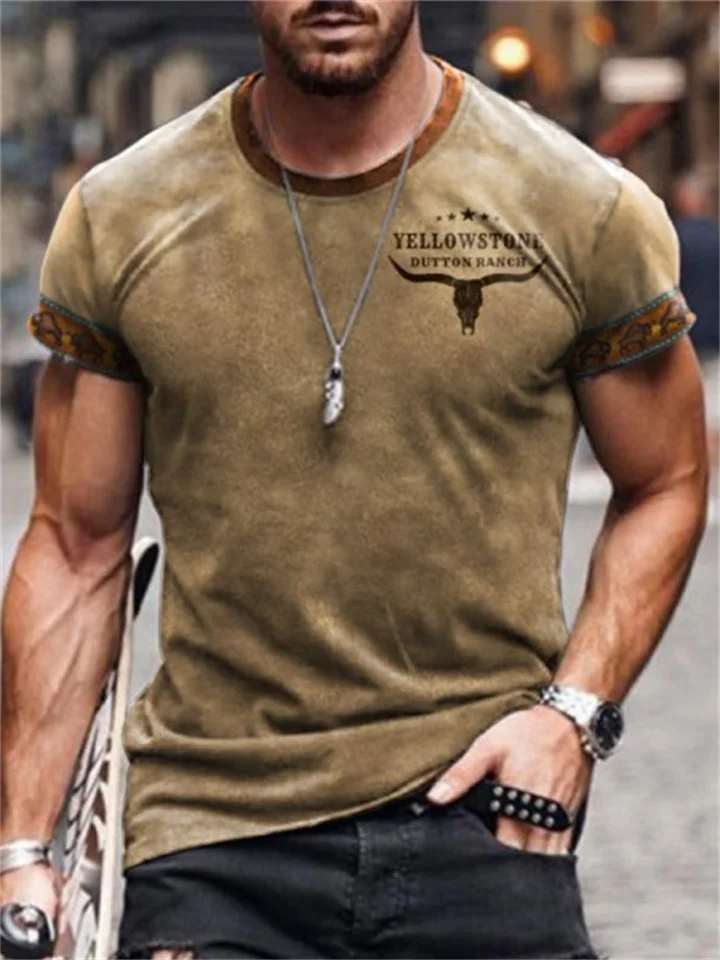 Summer Men's T-shirt Printed Round Neck Short Sleeve T-shirt