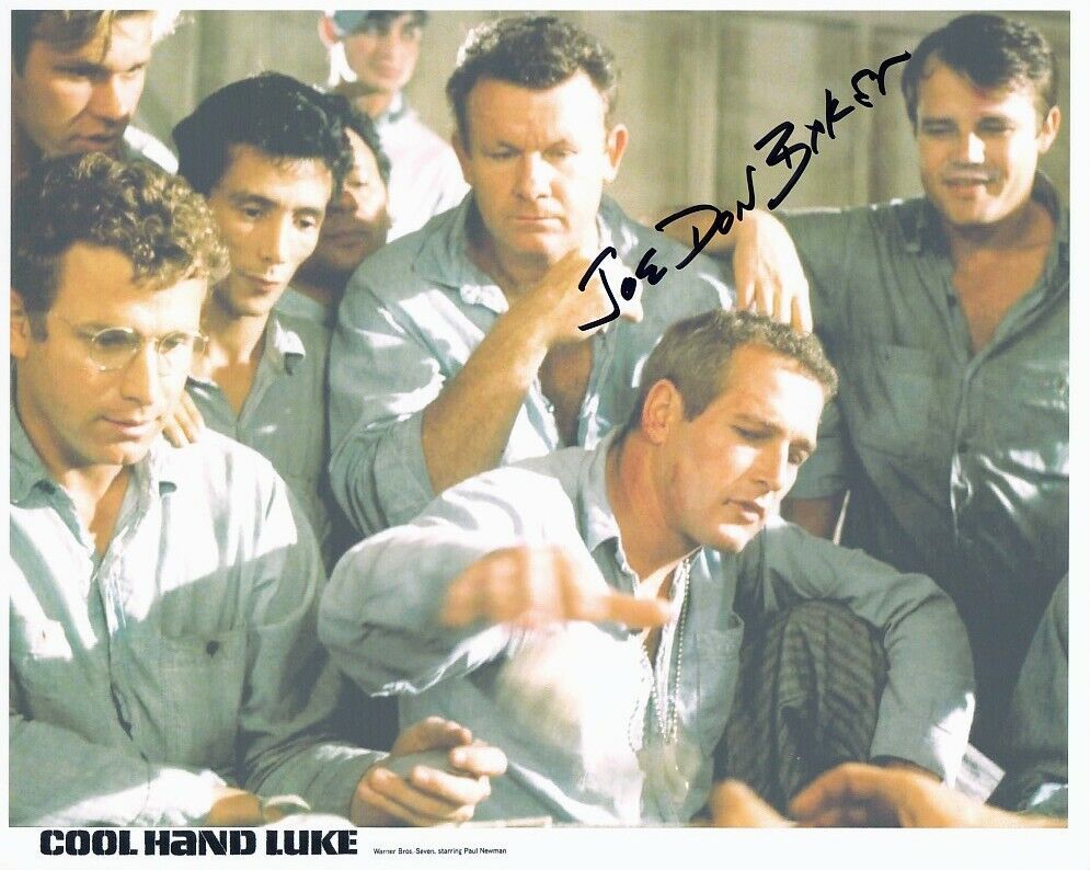 JOE DON BAKER signed COOL HAND LUKE 8x10 w/ coa PAUL NEWMAN POKER-PLAYING SCENE