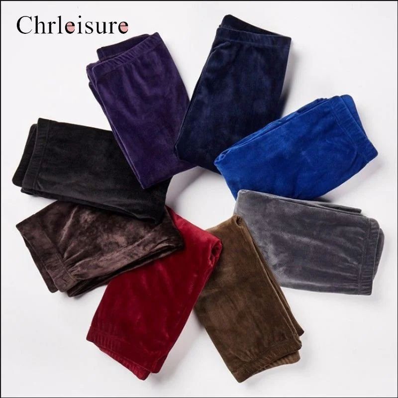 CHRLEISURE Fashion Warm Leggings Women Autumn Winter Elastic Thick Double Sided Cashmere Leggings Femme Warmth Home Trousers