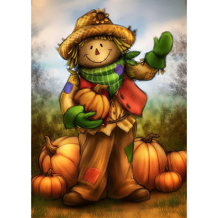 Halloween Scarecrow - Full Round Drill Diamond Painting - 30x40cm(Canvas)