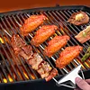 15.75 Inch Reusable Flat Grilling Skewers with Slider Push Bar Stainless Steel Grill Skewers with Storage Bag for Meats Chicken Sausage Veggie Shrimp Vegetables (2 fork Brush)