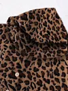 Cozy Leopard Fleece Hooded Fuzzy Asymmetrical Hem Button Teddy Bear Coat