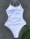 Backless Plain One-Piece Swimwear