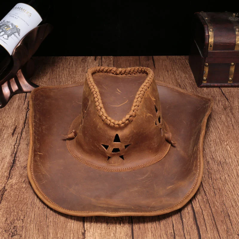 Crazy Horse Leather Handmade Cowboy Hat