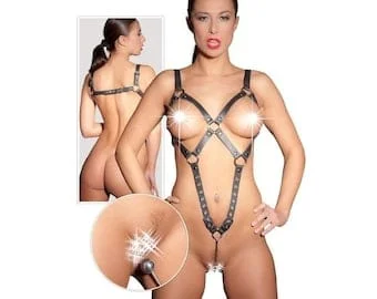 pornhint Pornhint Leather Women Body Harness with a vaginal hook and adjustable leather straps, Harness Lingerie, Bdsm Harness