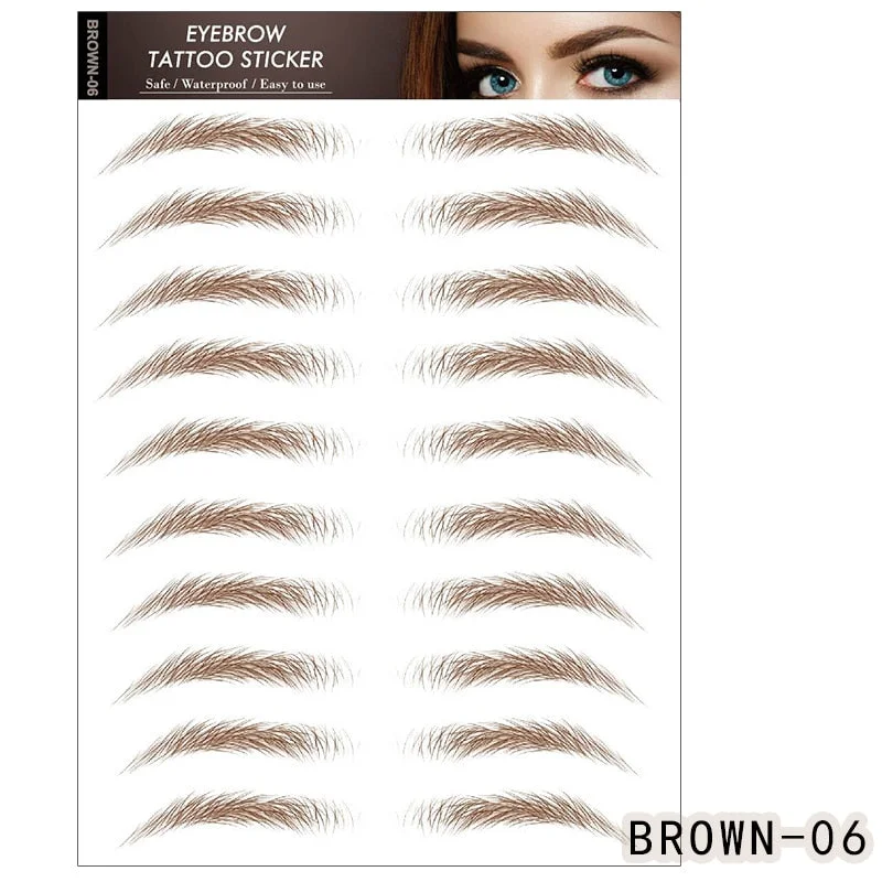 6D Eyebrows Sticker Water Transfer Hair-like Eye Brow Tattoo Stickers Long Lasting False Eyebrow Enhancers Eye Brow Cosmetics Br