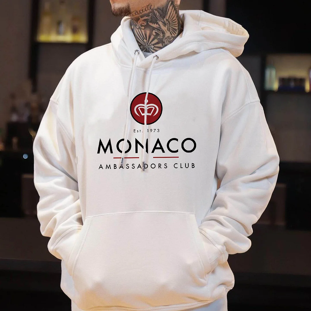 Men's Hoodie Vintage Monaco Ambassadors Club Long Sleeve Casual Daily Tops、、URBENIE