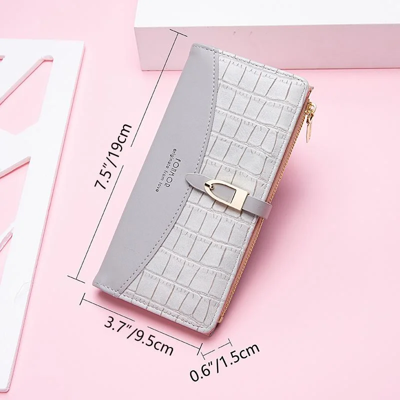 Fashion Wallet Long Girls New Stone Zipper Carry Wallet Card Bag