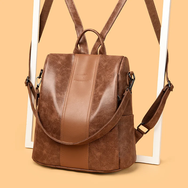Soft Leather Backpack Large-capacity Simple Backpack