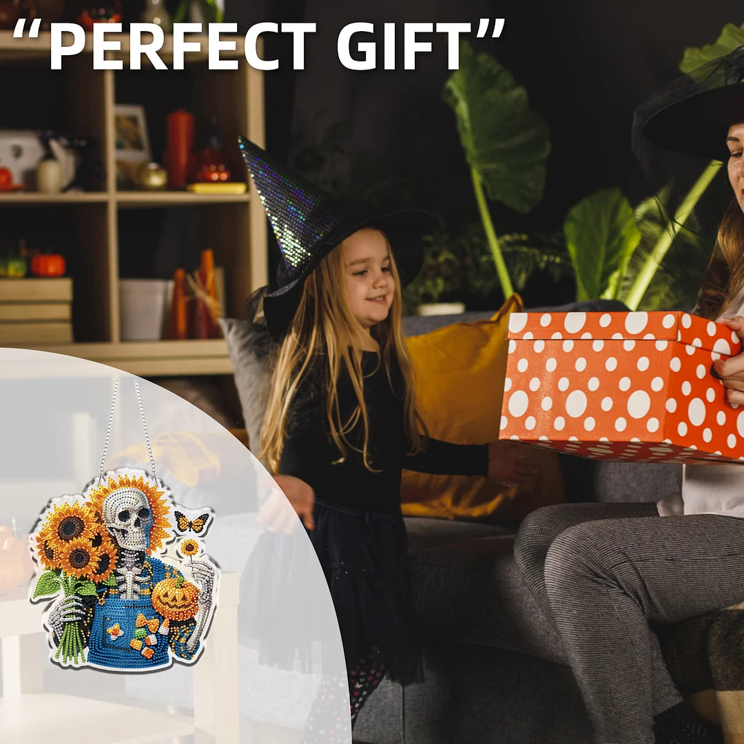 Skull 2D/Flat DIY Acrylic Special Shape Hanging Diamond Art Kits Wall Door Decor