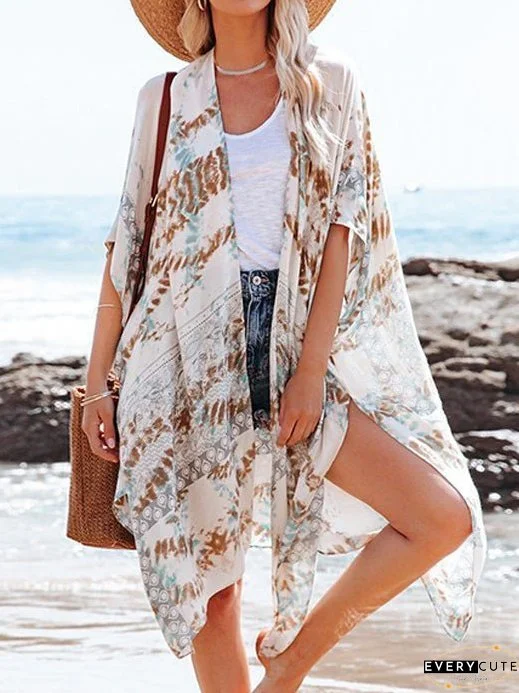Cardigans Loose Printed Tulle Sun Protection Cardigan for Women