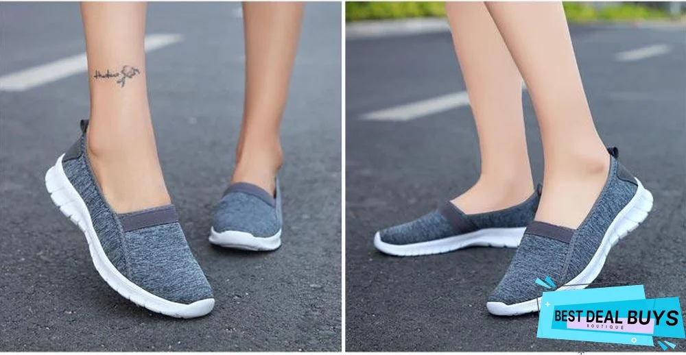 Women Slip On Loafers Plus Size Breathable Mesh Ballet Sneakers Flat Shoes