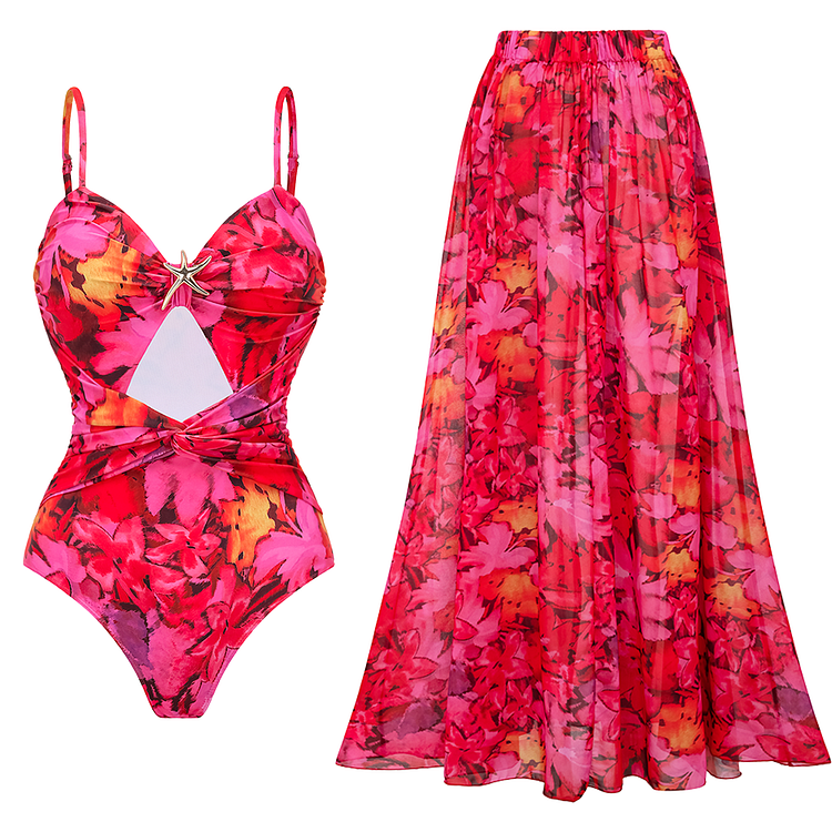 ★関税込★LENINA★HERO floral one-piece_flower★ Floral Printed One Piece Swimsuit and Skirt
