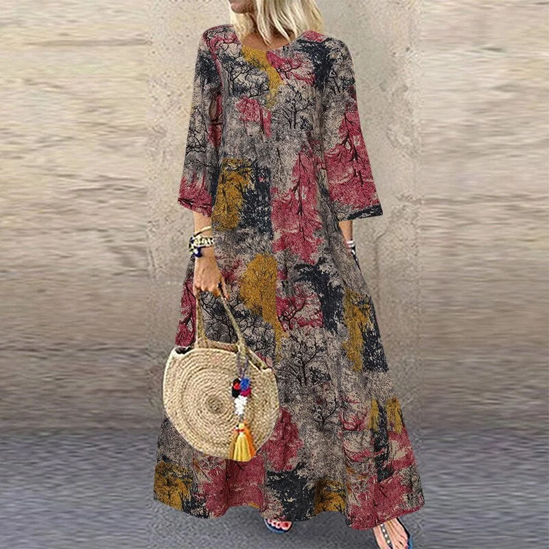 2022 Spring Check Sundress ZANZEA Casual Long Sleeve Dress Women Vintage Plaid Party Long Maxi Vestidos Female Robe  7