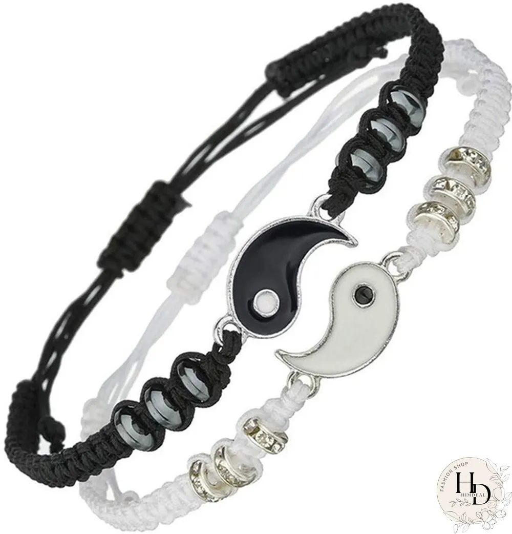 YinYang Adjustable Couple Bracelets Luck Bracelets Friendships Lovers Girlfriend Valentines Gift