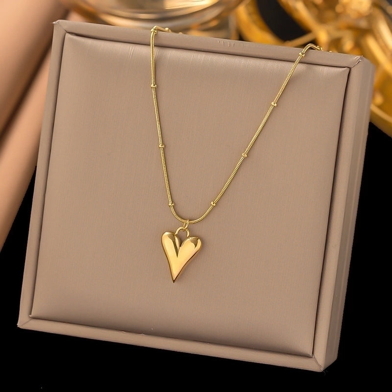 Sweet Minimalist IG Style Starfish Heart Shape Bow Knot Titanium Steel Plating Pendant Necklace