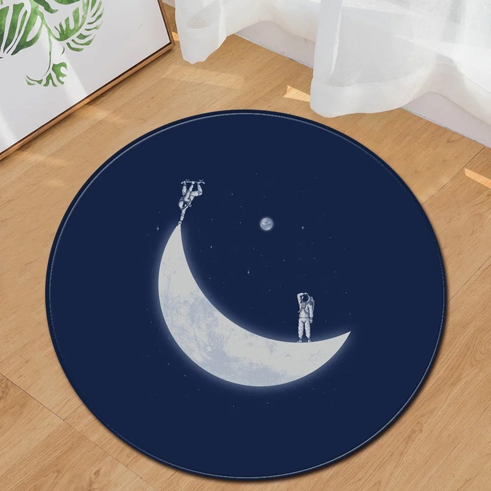 Modern Round Carpet Computer Chair cushion Kids Room Carpet 3D Printing Bedroom Floor Bedside Mat Living Room  Decoration Rug