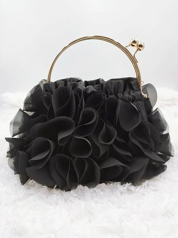 Three-Dimensional Flower Handbags BLACK-One_size