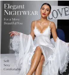 Women&rsquo;s Satin Lace Nightgown & Robe Set &ndash; Elegant 2-Piece Bridal Sleepwear with Adjustable Straps, Removable Pads & Lace Trim