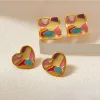 Colorful Joint Painting Heart Square Earrings
