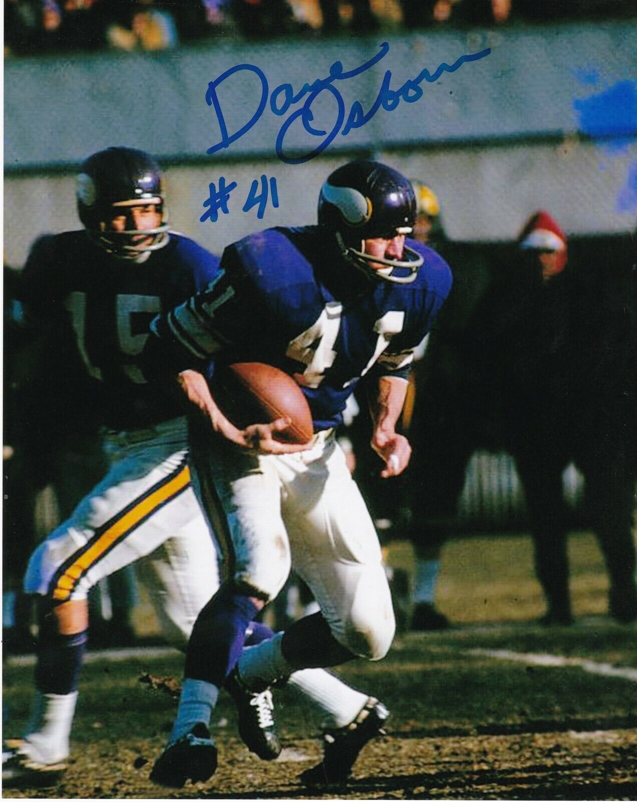 DAVE OSBORN MINNESOTA VIKINGS ACTION SIGNED 8x10