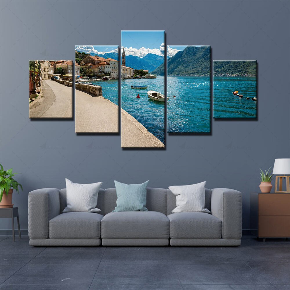 Modular Hd Prints Pictures Landscape Paintings Home Decoration 5 Panel Canvas Lake Poster Wall Artwork For Living Room Framework