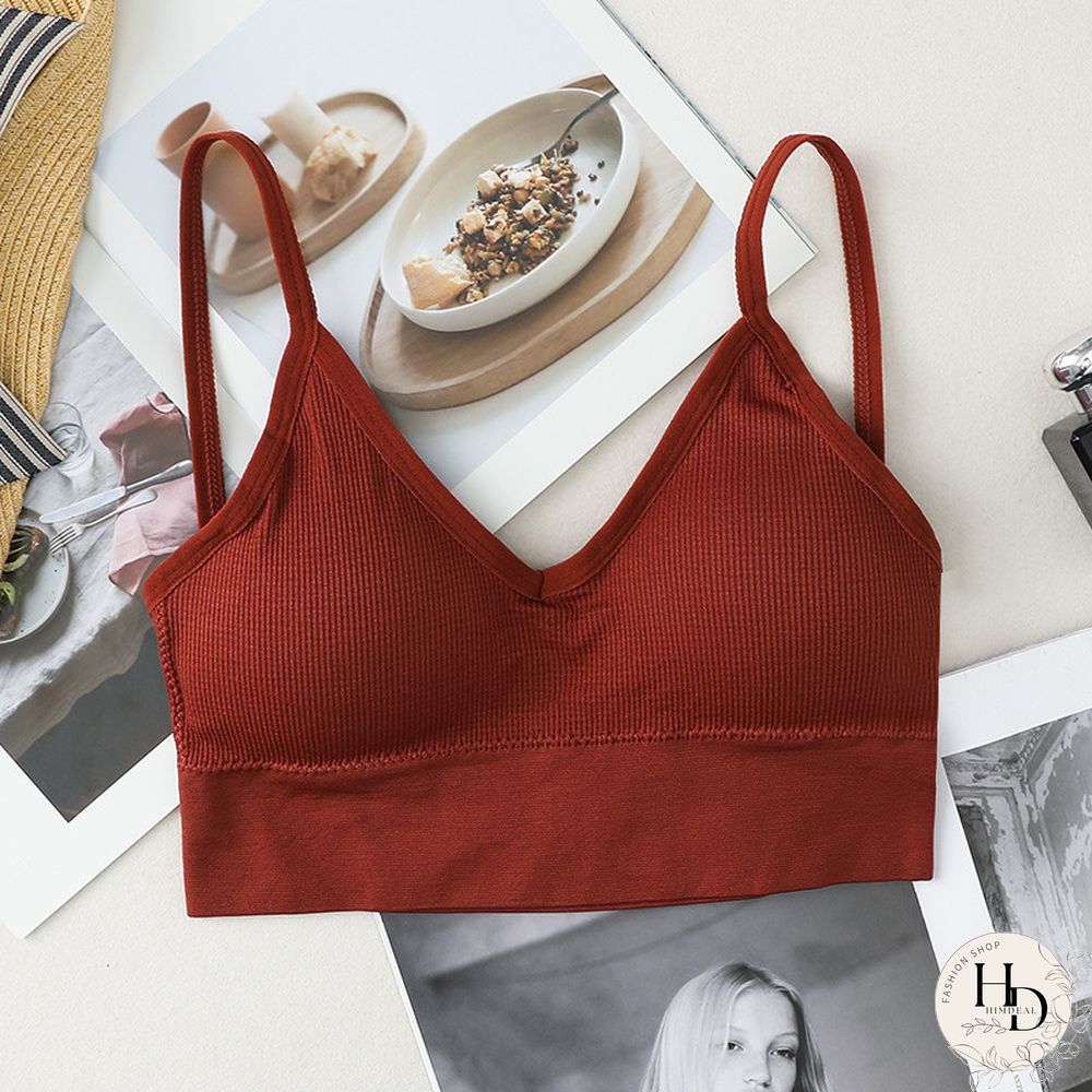 Womens Seamless Bras for Deep Neck Steel Ring Underwear Detachable Vest Sports Short Top
