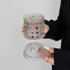 Luxury painted whiskey glass, premium liquor glass, household rotating tumbler glass beer glass