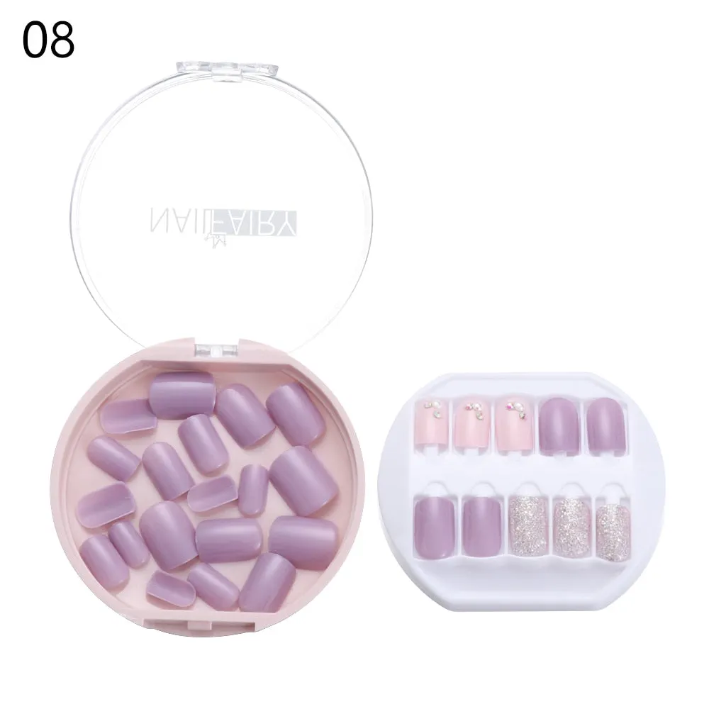 30PCS/Set Fake Nails Press Coffin False Full Artificial Short Kiss Detachable Stick Designs Press Nails Art Tipsy Cover Box-Nail Inspo