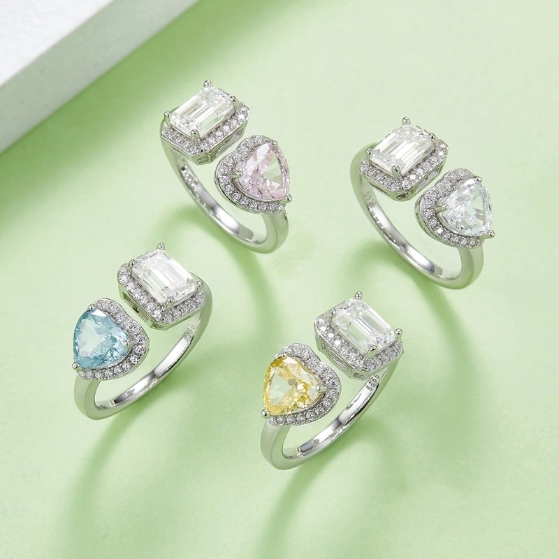 Round Brilliant 18K Gold Plated Moissanite Rings Heart Shape VVS1-VVS2